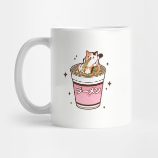 Adorable Japanese Cat Eating Ramen in a Cup, Japan Anime Style Mug